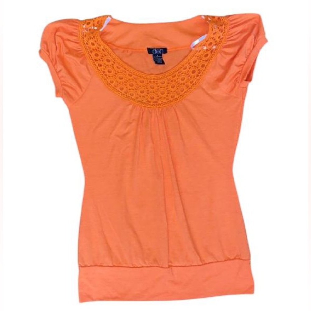 Orange Crochet Neck Top